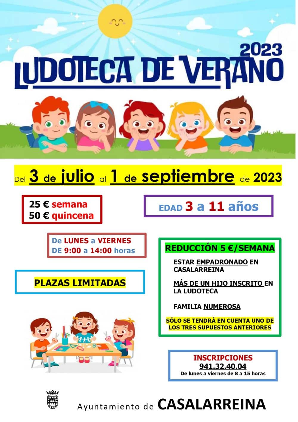 Casalarreina anuncia su ludoteca de verano del 3 de julio al 1 de septiembre 2