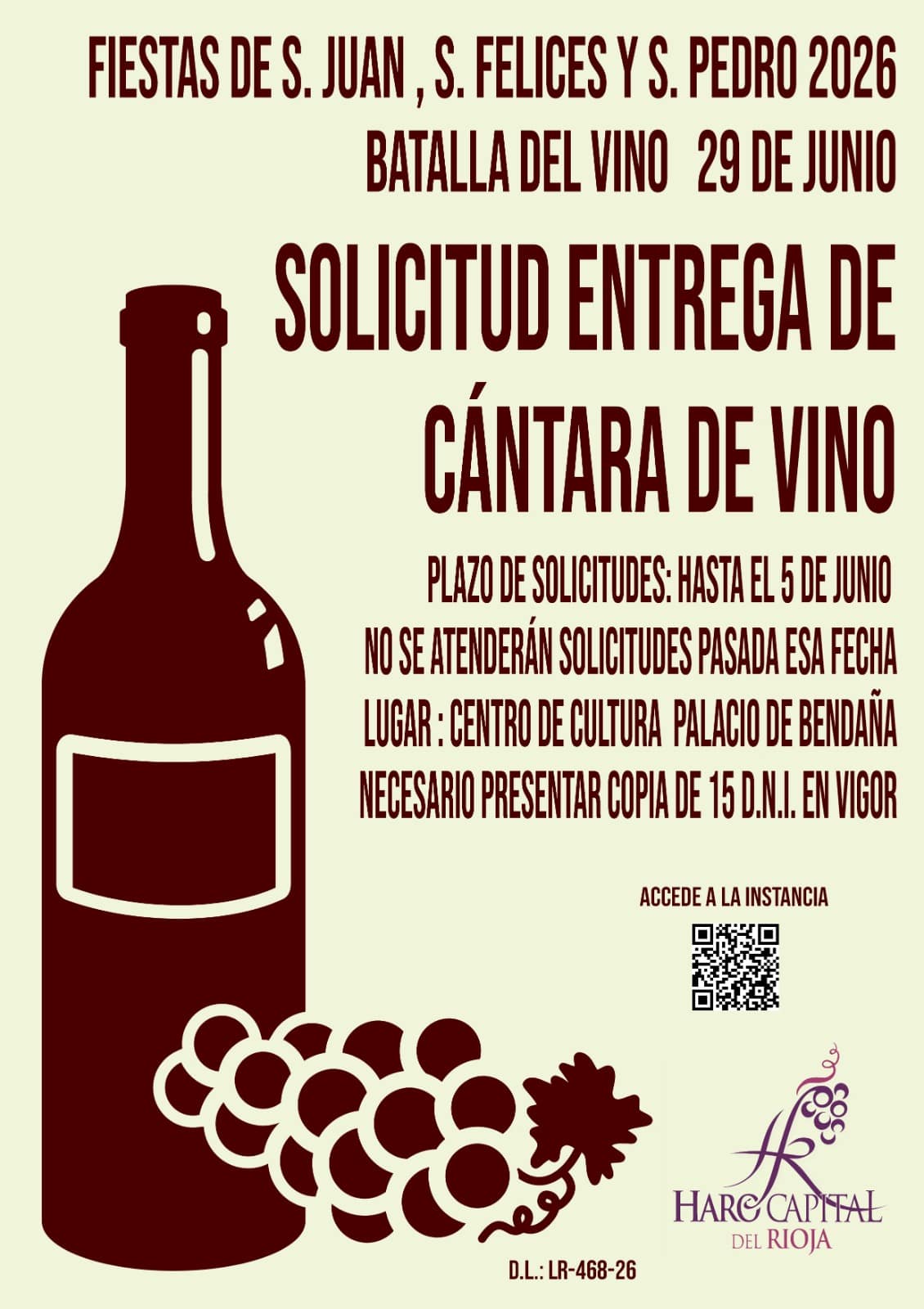 Haro abre el plazo para solicitar cántaras y permisos de aparcamiento para la Batalla del Vino 2