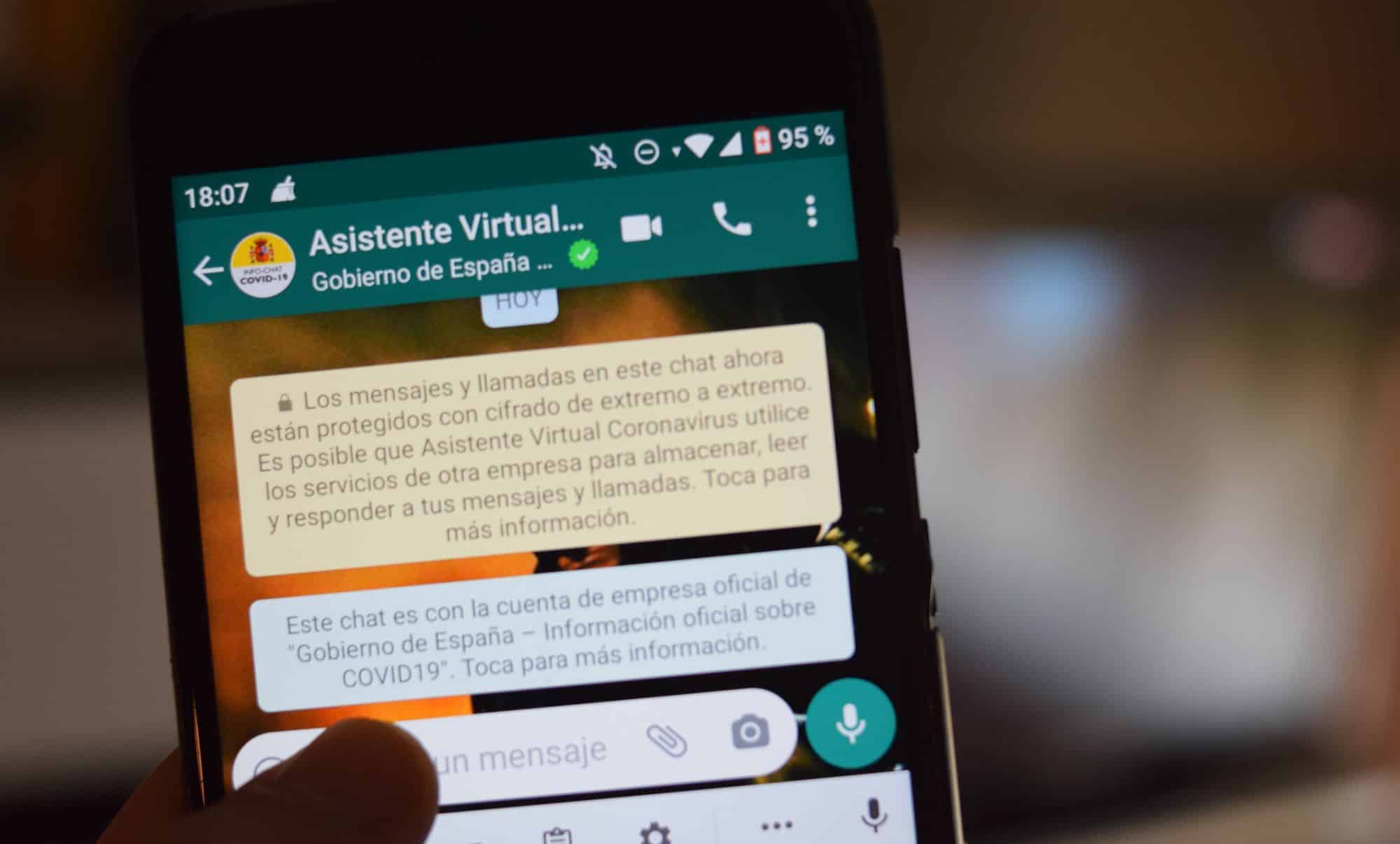 El asistente virtual sobre el coronavirus incorpora su versión en WhatsApp